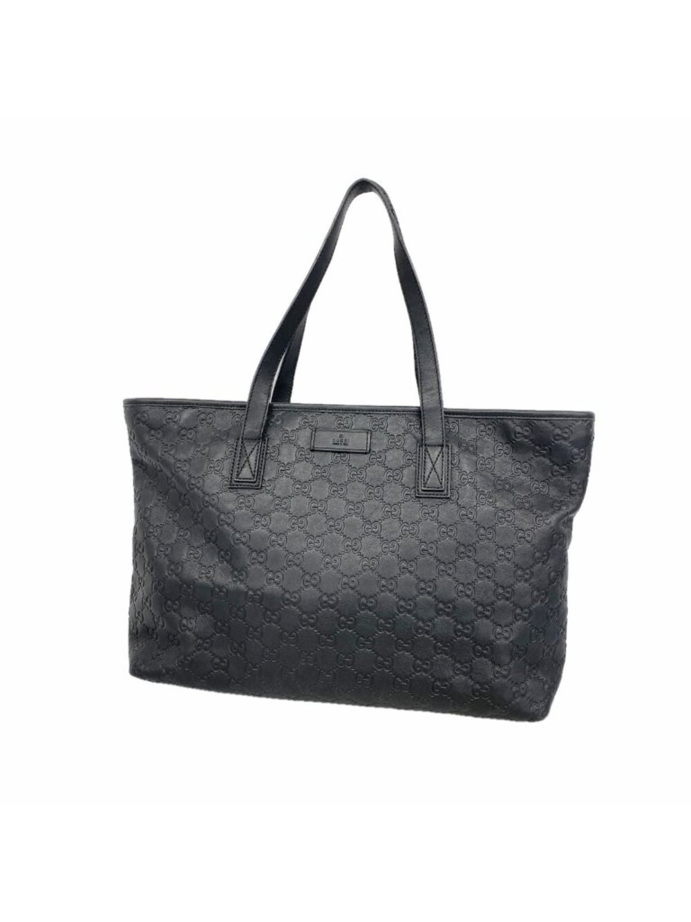 Gucci Tote Bag Guccissima Leather Black Champagne Gold